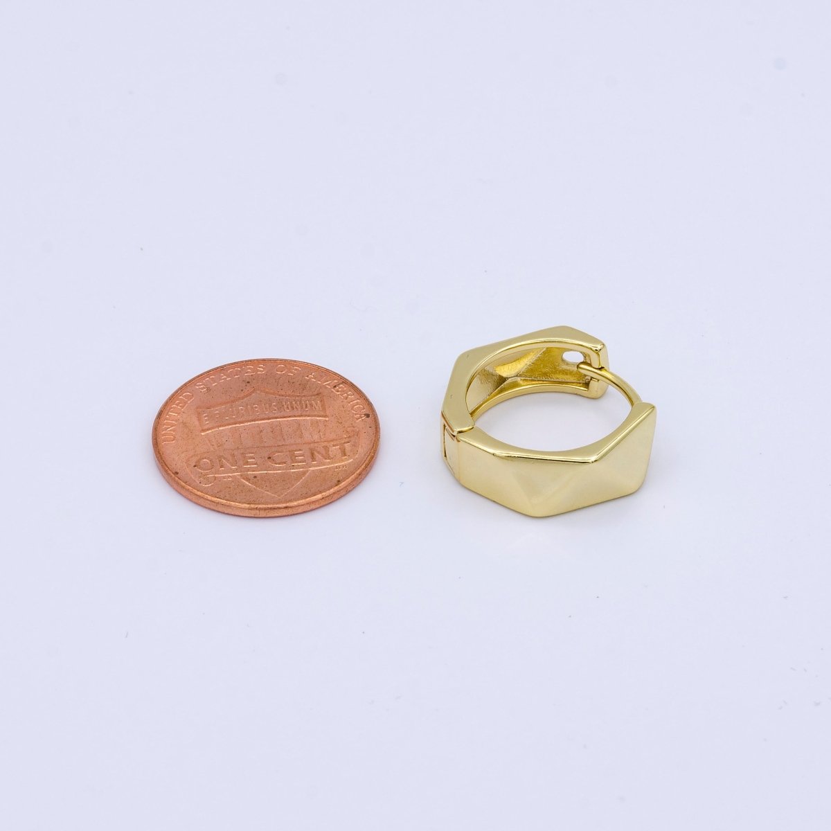 24K Gold plated 18mm Geometric Abstract Huggie Hoop Earrings | AB1020 - DLUXCA