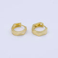 24K Gold plated 18mm Geometric Abstract Huggie Hoop Earrings | AB1020 - DLUXCA