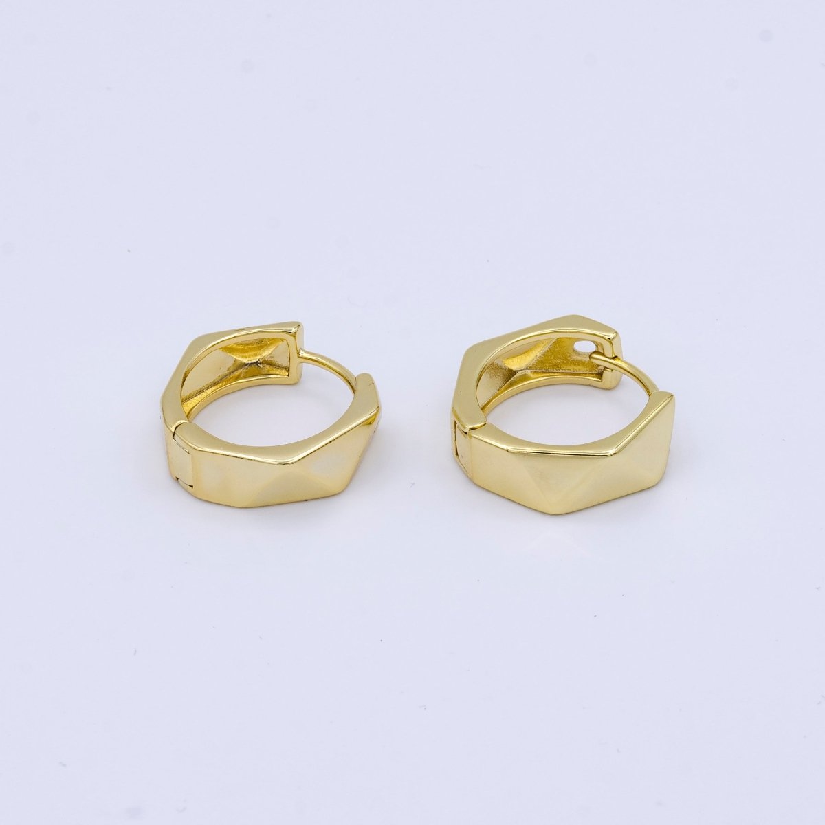 24K Gold plated 18mm Geometric Abstract Huggie Hoop Earrings | AB1020 - DLUXCA