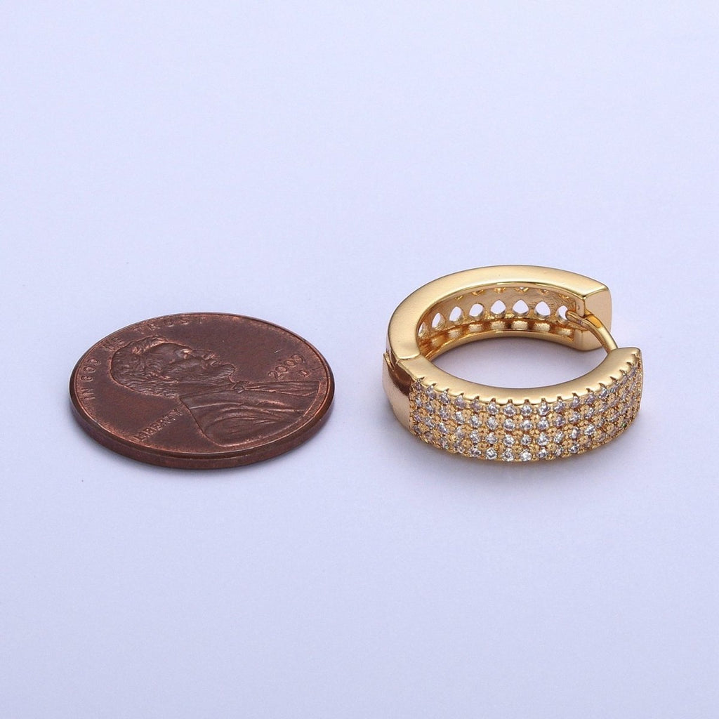 24K Gold plated 18mm Micro Pave CZ Huggie Hoop Earrings T-031 - DLUXCA