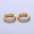 24K Gold plated 18mm Micro Pave CZ Huggie Hoop Earrings T-031 - DLUXCA