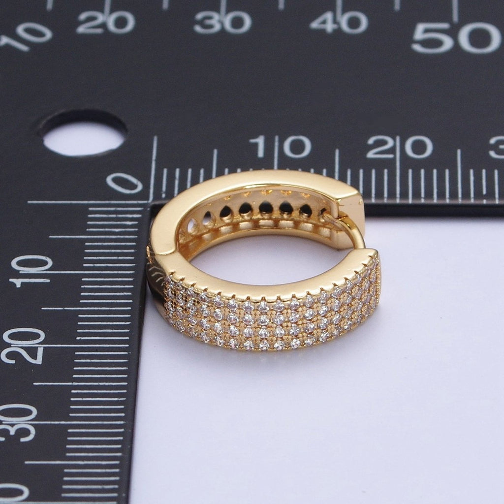 24K Gold plated 18mm Micro Pave CZ Huggie Hoop Earrings T-031 - DLUXCA