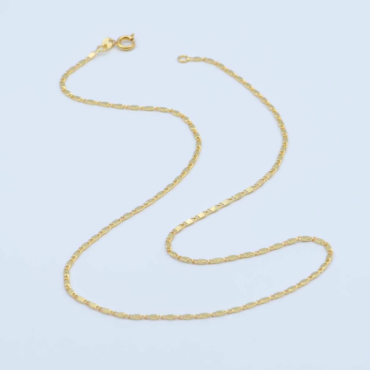24K Gold plated 1.8mm Minimalist Scroll 18 Inch Layering Chain Necklace | WA-190 Clearance Pricing - DLUXCA