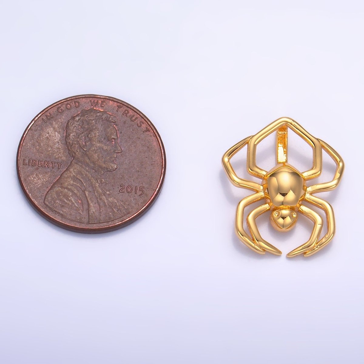 24K Gold plated 18mm Minimalist Spider Insect Animal Charm | AA1062 - DLUXCA