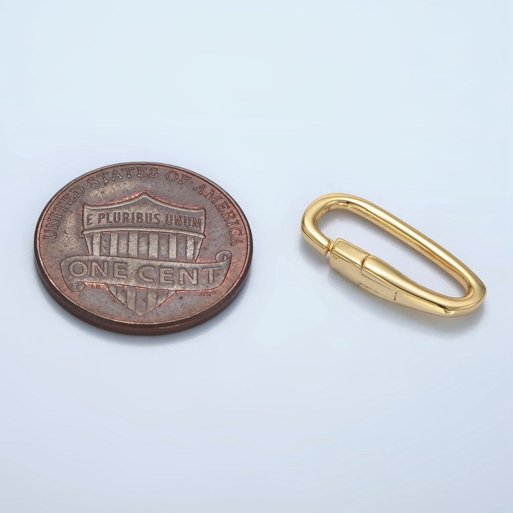 24K Gold plated 18mm Push Gate Oblong Minimalist Findings | Z1005 - DLUXCA