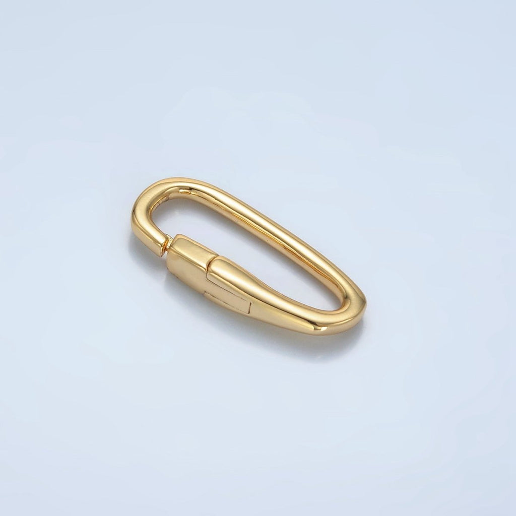 24K Gold plated 18mm Push Gate Oblong Minimalist Findings | Z1005 - DLUXCA