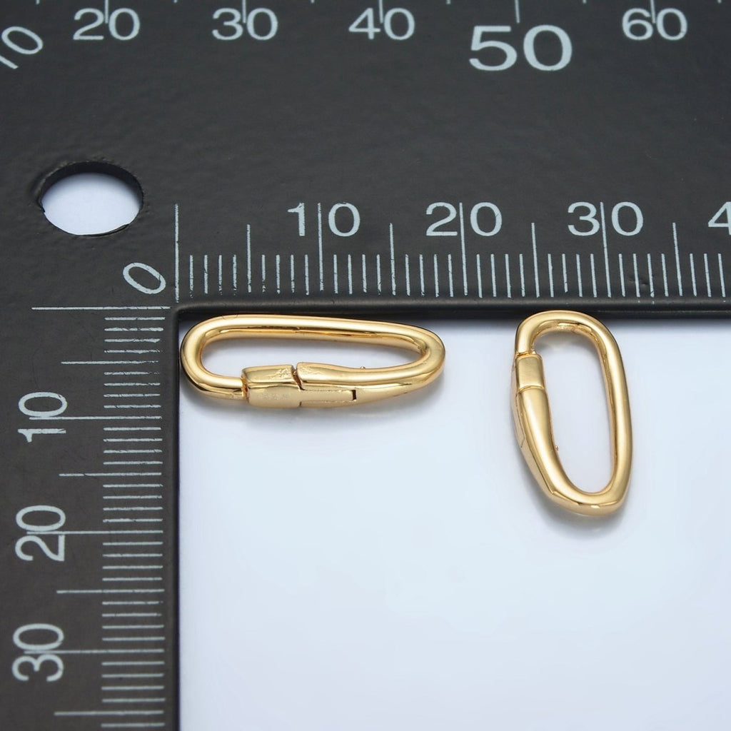 24K Gold plated 18mm Push Gate Oblong Minimalist Findings | Z1005 - DLUXCA