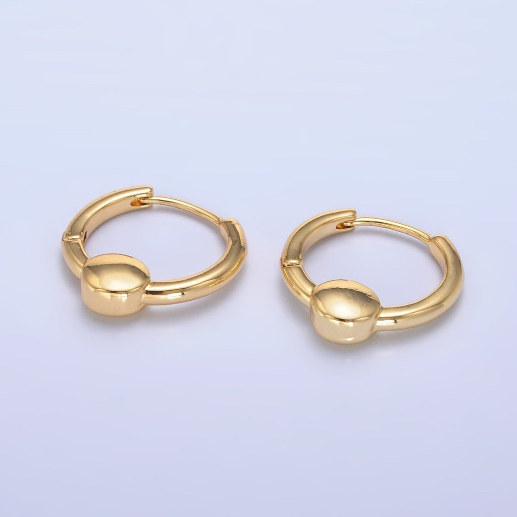 24K Gold plated 18mm Round Minimalist Huggie Earrings | AB684 