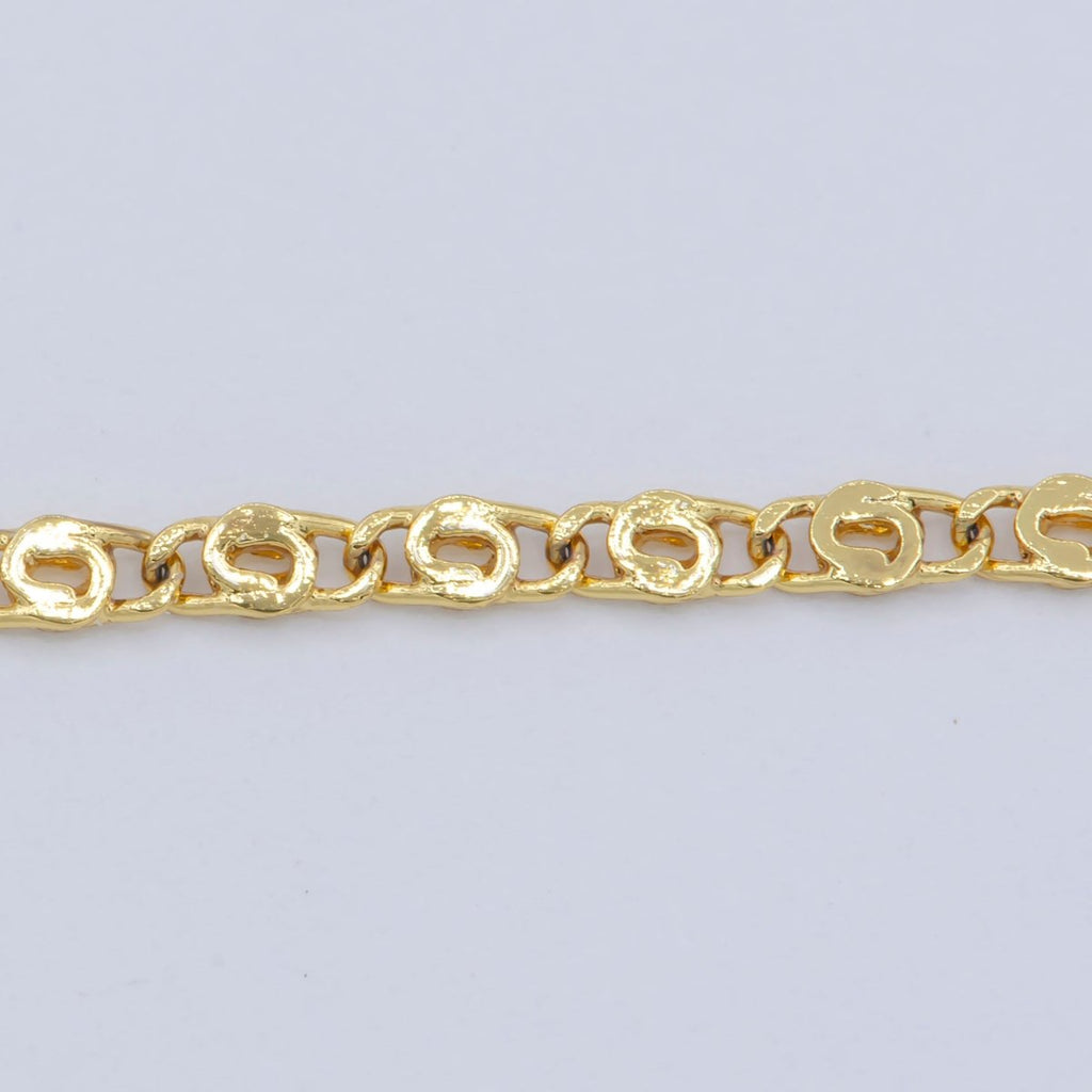 24K Gold plated 1.8mm Scroll Unique Link 18 Inch Layering Chain Necklace | WA-197 Clearance Pricing - DLUXCA