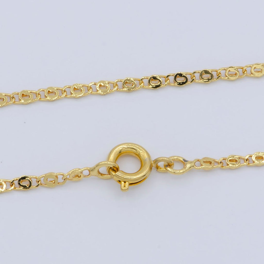 24K Gold plated 1.8mm Scroll Unique Link 18 Inch Layering Chain Necklace | WA-197 Clearance Pricing - DLUXCA