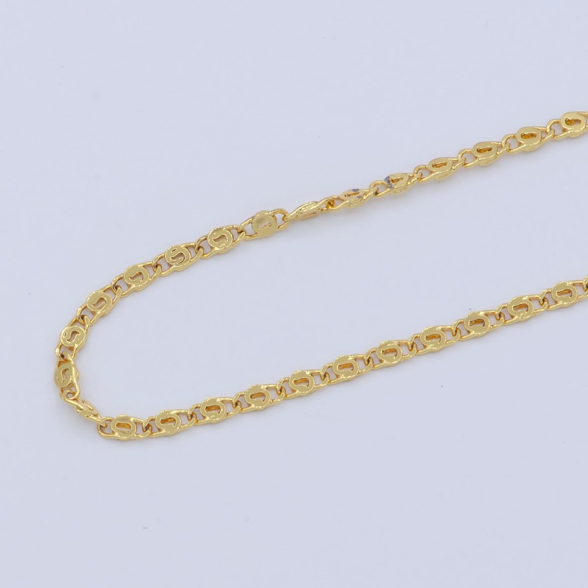 24K Gold plated 1.8mm Scroll Unique Link 18 Inch Layering Chain Necklace | WA-197 Clearance Pricing - DLUXCA