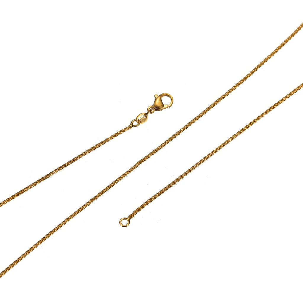 24K Gold plated 1mm 18 19.5 Inch Wheat Chain Necklace with spring ring clasp ready to wear chain Finished chain for necklace supply | CN-432 CN-479 Clearance Pricing - DLUXCA