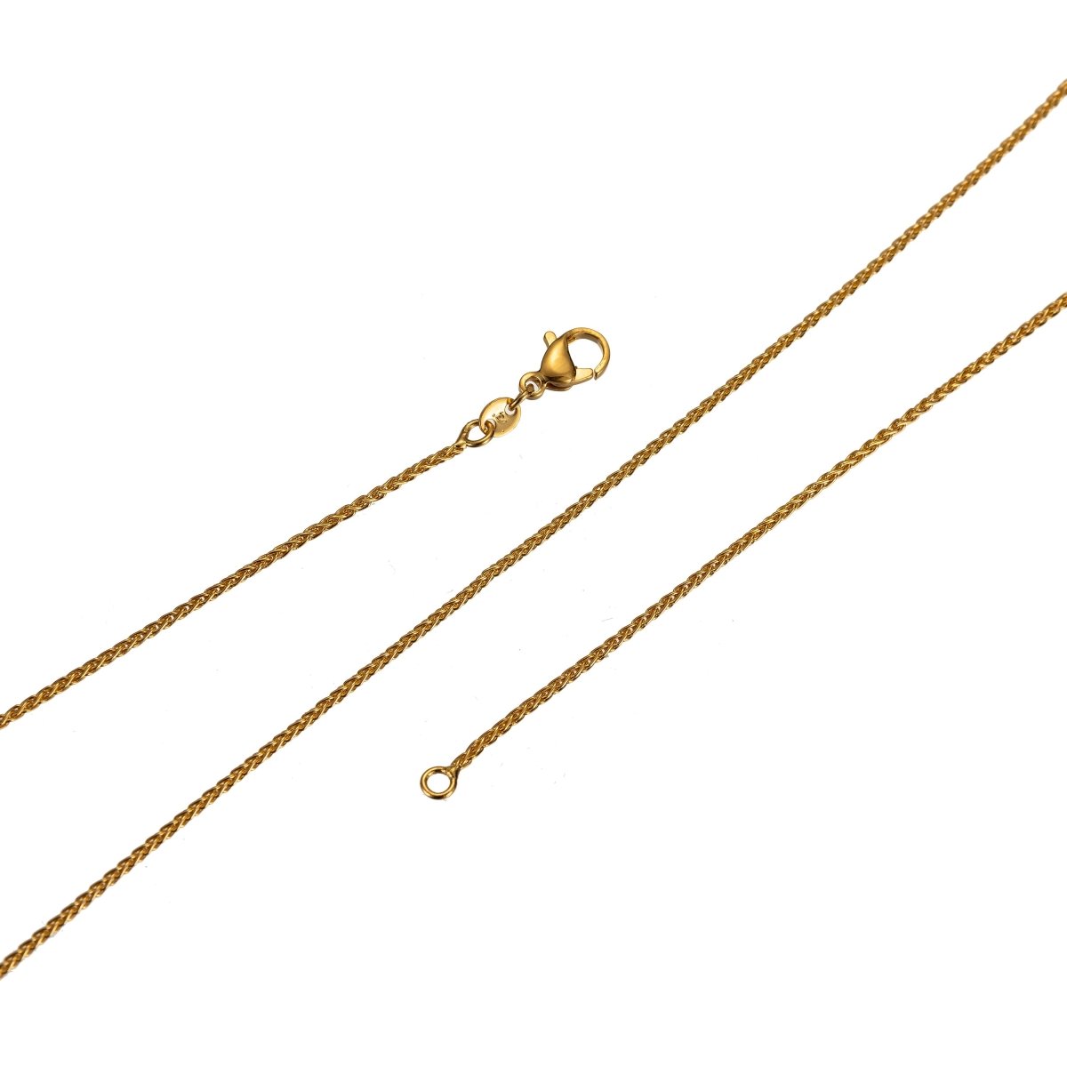 24K Gold plated 1mm 18 19.5 Inch Wheat Chain Necklace with spring ring clasp ready to wear chain Finished chain for necklace supply | CN-432 CN-479 Clearance Pricing - DLUXCA