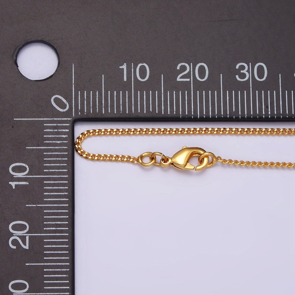 24K Gold plated 1mm Cuban Curb 17.25 Inch Layering Chain Necklace w. Lobster Clasps, S-Hook Clasps Closure | WA-1882 WA-1883 Clearance Pricing