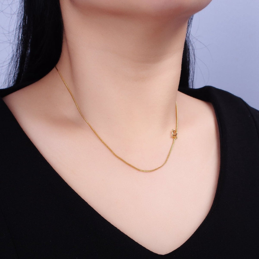 24K Gold plated 1mm Cuban Curb 17.25 Inch Layering Chain Necklace w. Lobster Clasps, S-Hook Clasps Closure | WA-1882 WA-1883 Clearance Pricing