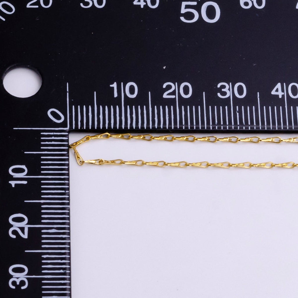 24K Gold plated 1mm Dainty Ladder Hook Horse Shoe Unfinished Chain For Jewelry Making | ROLL-1381 Clearance Pricing - DLUXCA