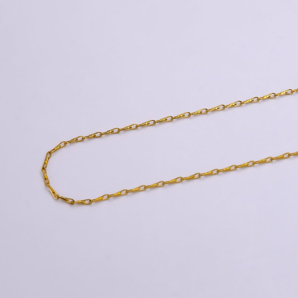 24K Gold plated 1mm Dainty Ladder Hook Horse Shoe Unfinished Chain For Jewelry Making | ROLL-1381 Clearance Pricing - DLUXCA