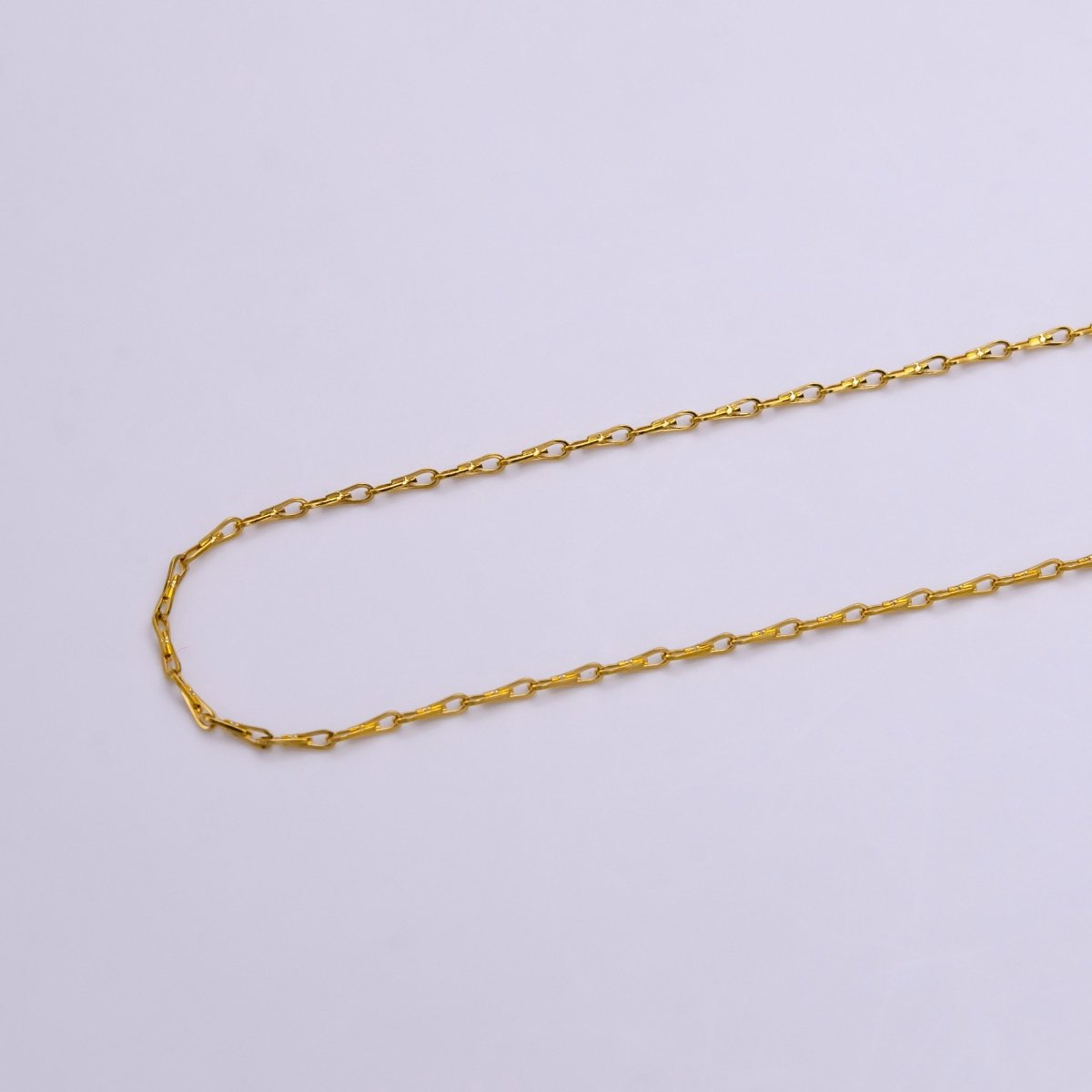24K Gold plated 1mm Dainty Ladder Hook Horse Shoe Unfinished Chain For Jewelry Making | ROLL-1381 Clearance Pricing - DLUXCA