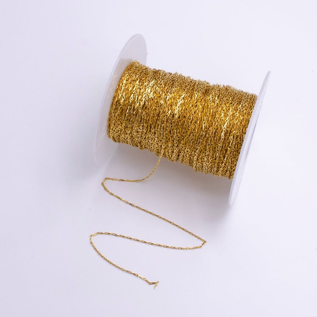 24K Gold plated 1mm Dainty Ladder Hook Horse Shoe Unfinished Chain For Jewelry Making | ROLL-1381 Clearance Pricing - DLUXCA