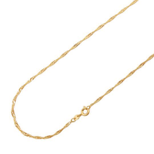 24K Gold plated 20 inches Singapore Necklace 2.2mm In Width w/ Spring Ring | CN-929 Clearance Pricing - DLUXCA