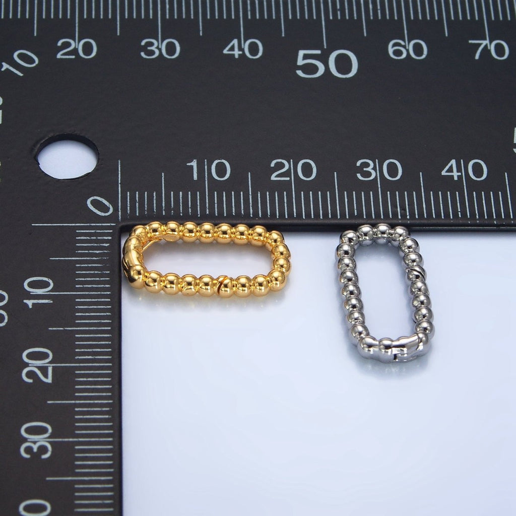 24K Gold plated 20mm Beaded Bubble Rectangular Oblong Push Gate Findings in Gold & Silver | Z958 - DLUXCA