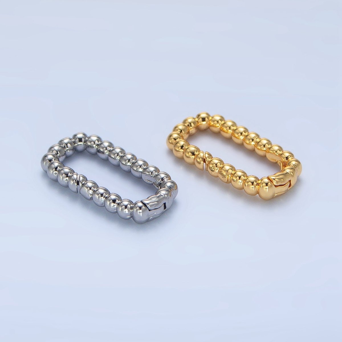 24K Gold plated 20mm Beaded Bubble Rectangular Oblong Push Gate Findings in Gold & Silver | Z958 - DLUXCA