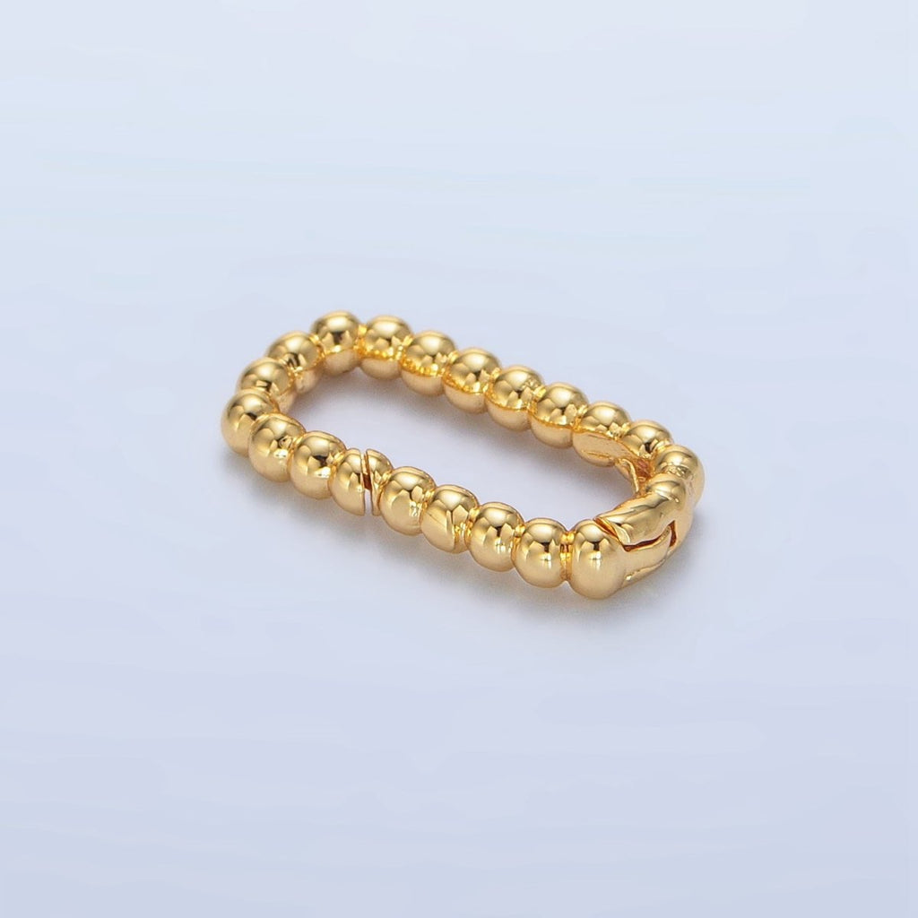24K Gold plated 20mm Beaded Bubble Rectangular Oblong Push Gate Findings in Gold & Silver | Z958 - DLUXCA