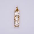 24K Gold plated 20mm Clear Double Baguette Round CZ Linear Charm | AC882 - DLUXCA