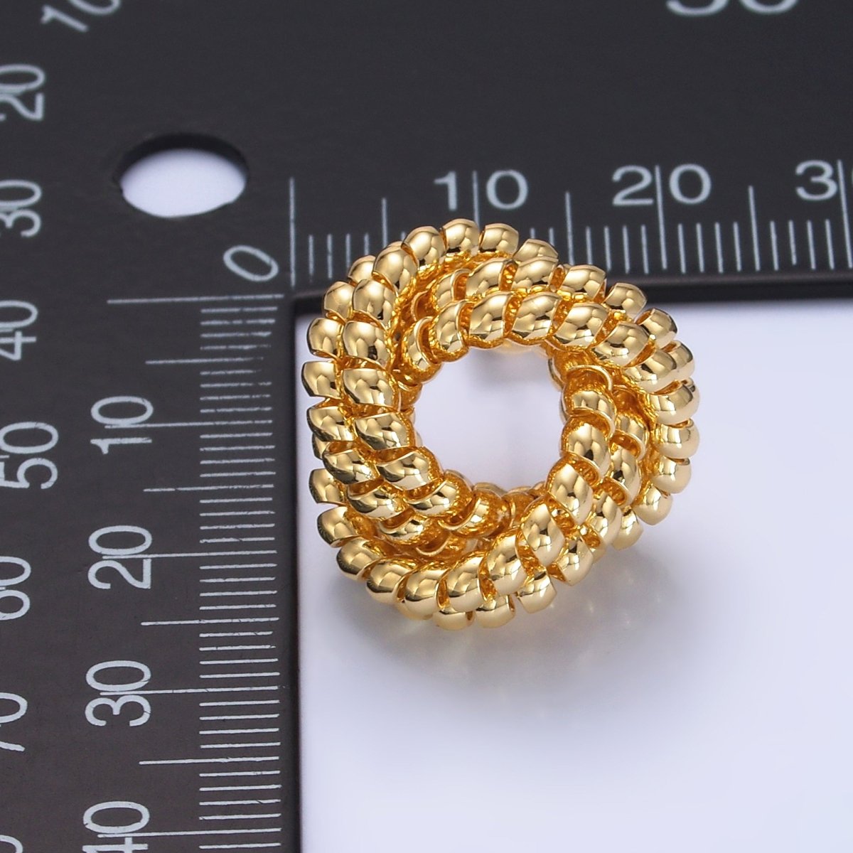 24K Gold plated 20mm Croissant Coil Geometric Knot Stud Earrings | AB705 