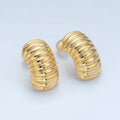 24K Gold plated 20mm Croissant J - Shaped Hoop Earrings | AD631 - DLUXCA