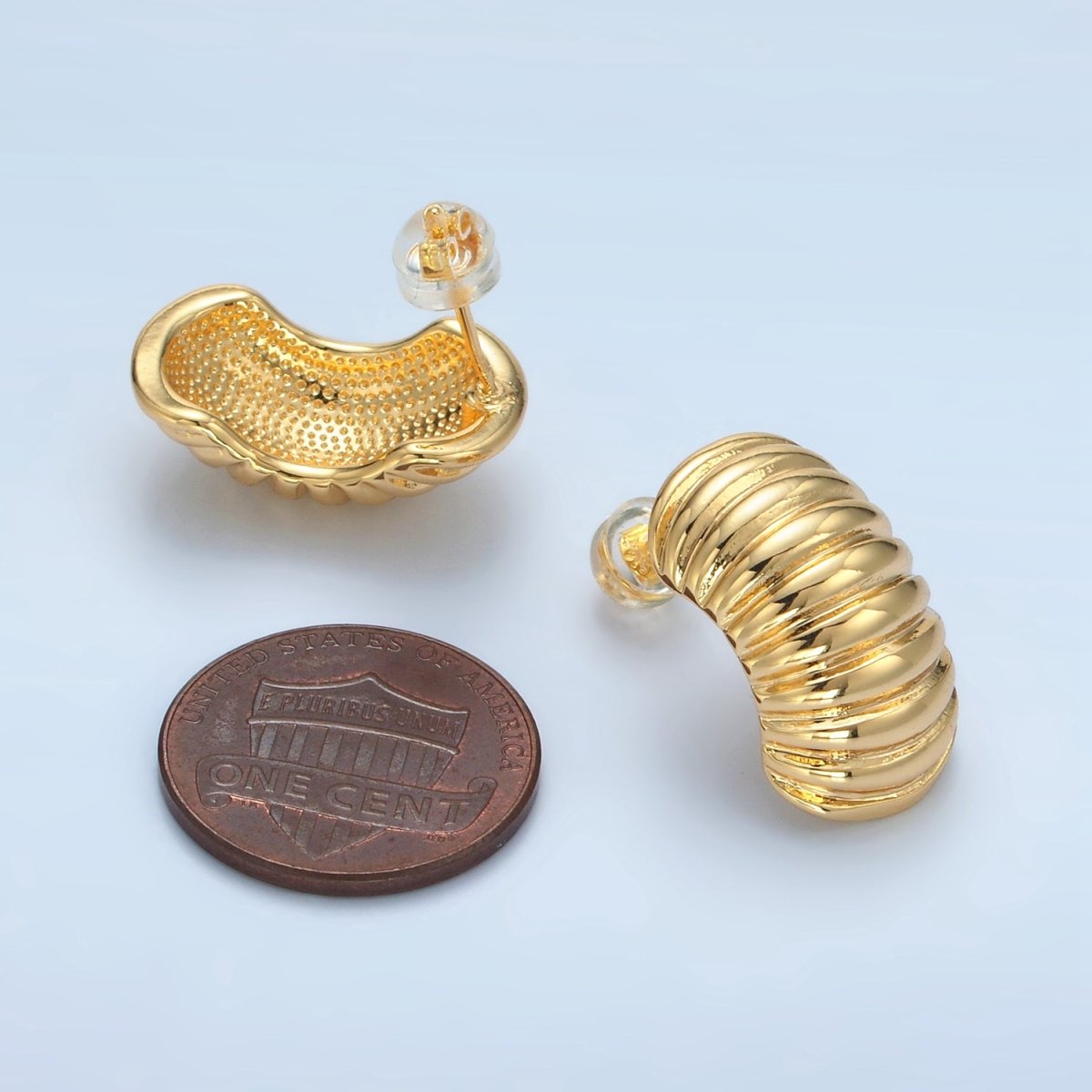 24K Gold plated 20mm Croissant J - Shaped Hoop Earrings | AD631 - DLUXCA