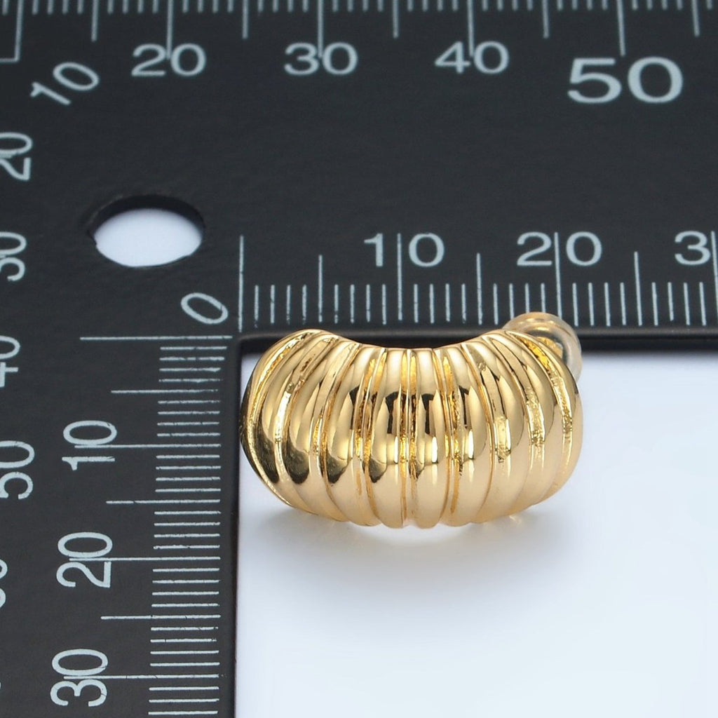 24K Gold plated 20mm Croissant J - Shaped Hoop Earrings | AD631 - DLUXCA