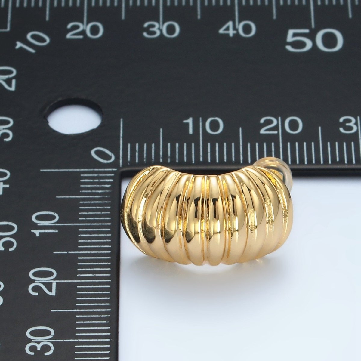 24K Gold plated 20mm Croissant J - Shaped Hoop Earrings | AD631 - DLUXCA