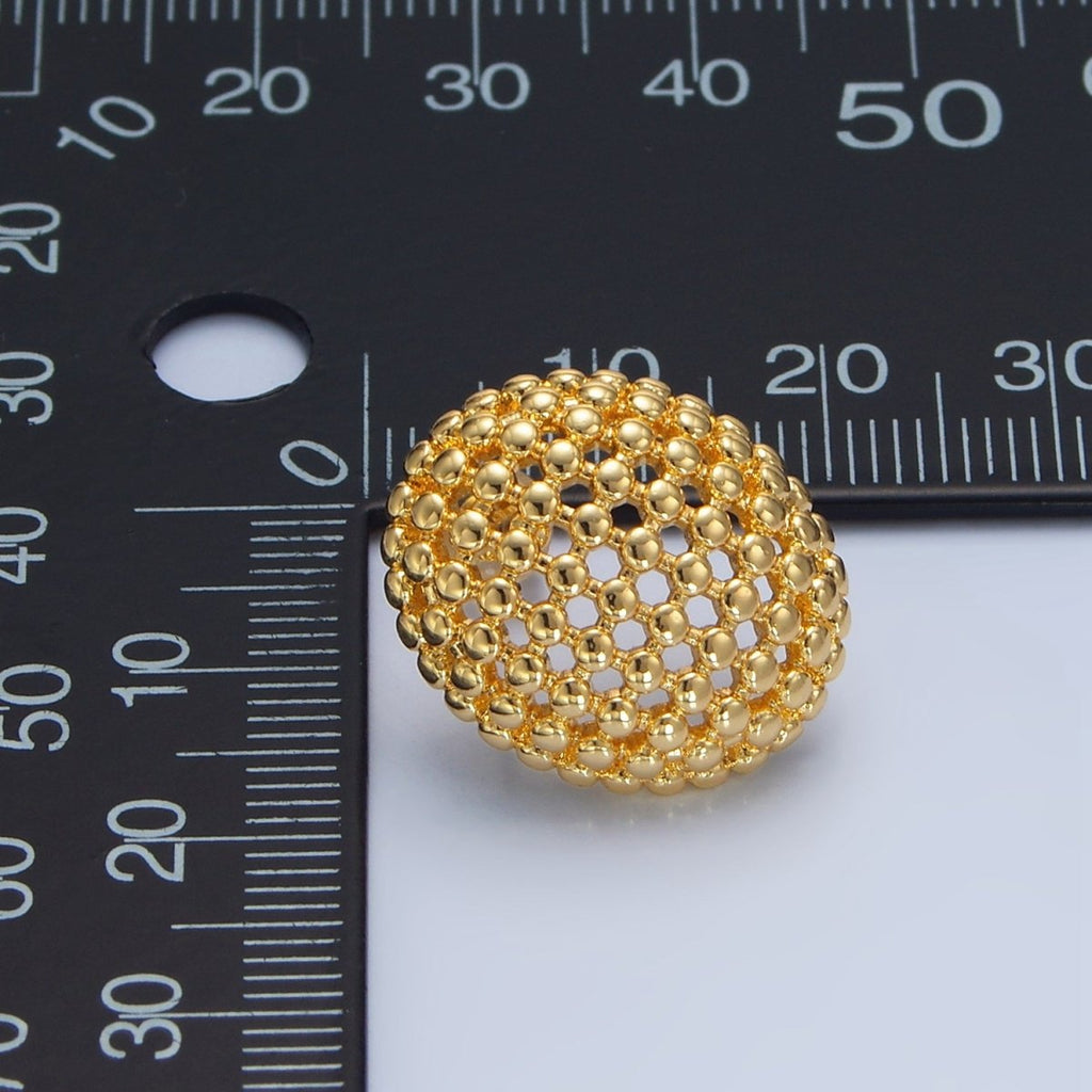 24K Gold plated 20mm Dotted Oval Geometric Stud Earrings | P124 - DLUXCA