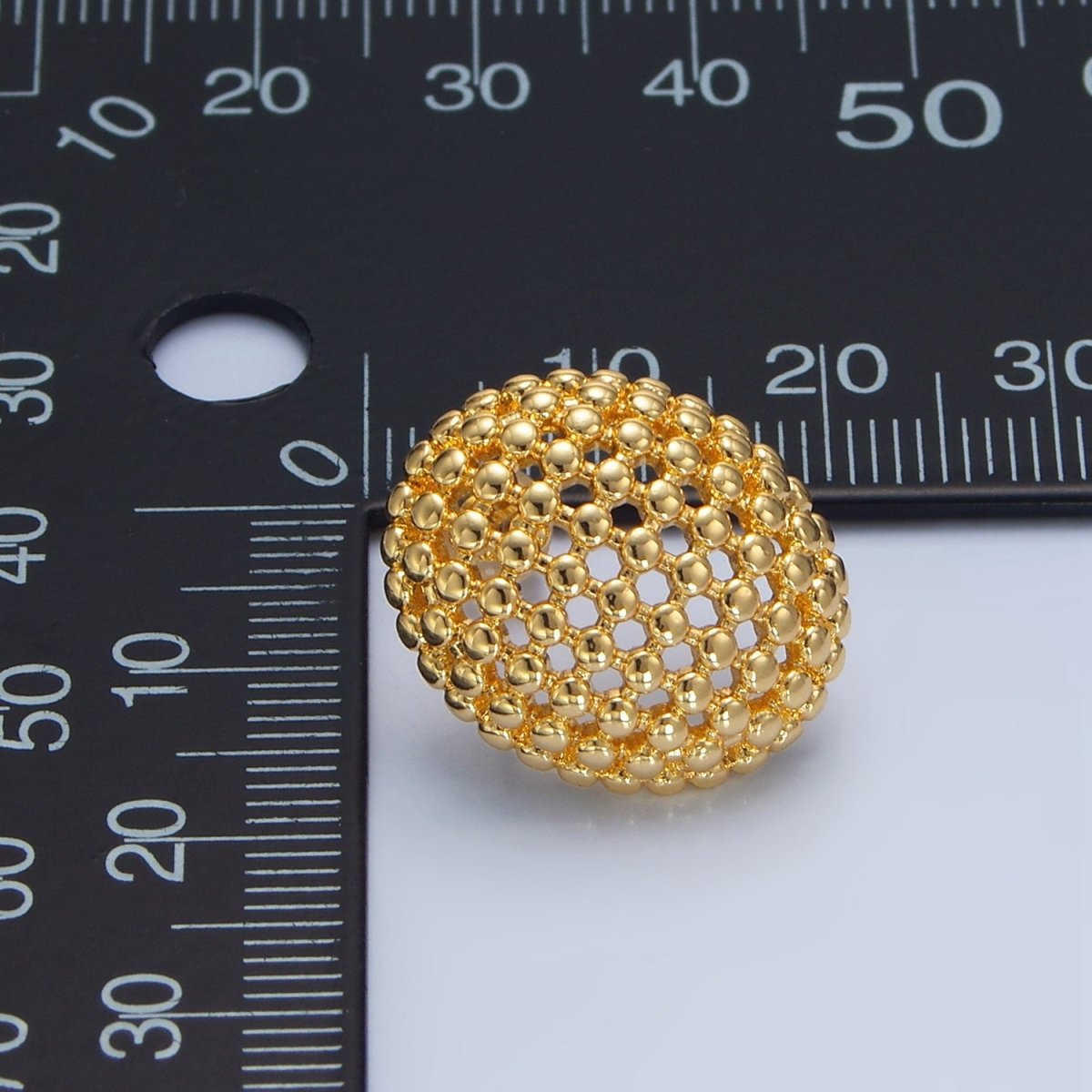24K Gold plated 20mm Dotted Oval Geometric Stud Earrings | P124 - DLUXCA