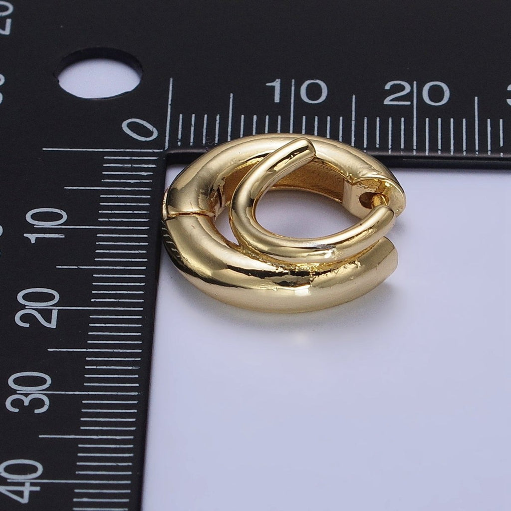 24K Gold plated 20mm Double Band Spiral Geometric Huggie Earrings in Gold & Silver | AB530 AB531