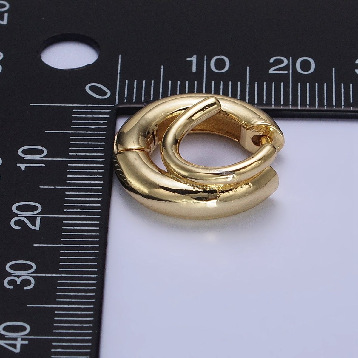 24K Gold plated 20mm Double Band Spiral Geometric Huggie Earrings in Gold & Silver | AB530 AB531