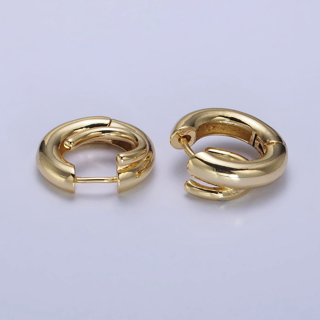 24K Gold plated 20mm Double Band Spiral Geometric Huggie Earrings in Gold & Silver | AB530 AB531