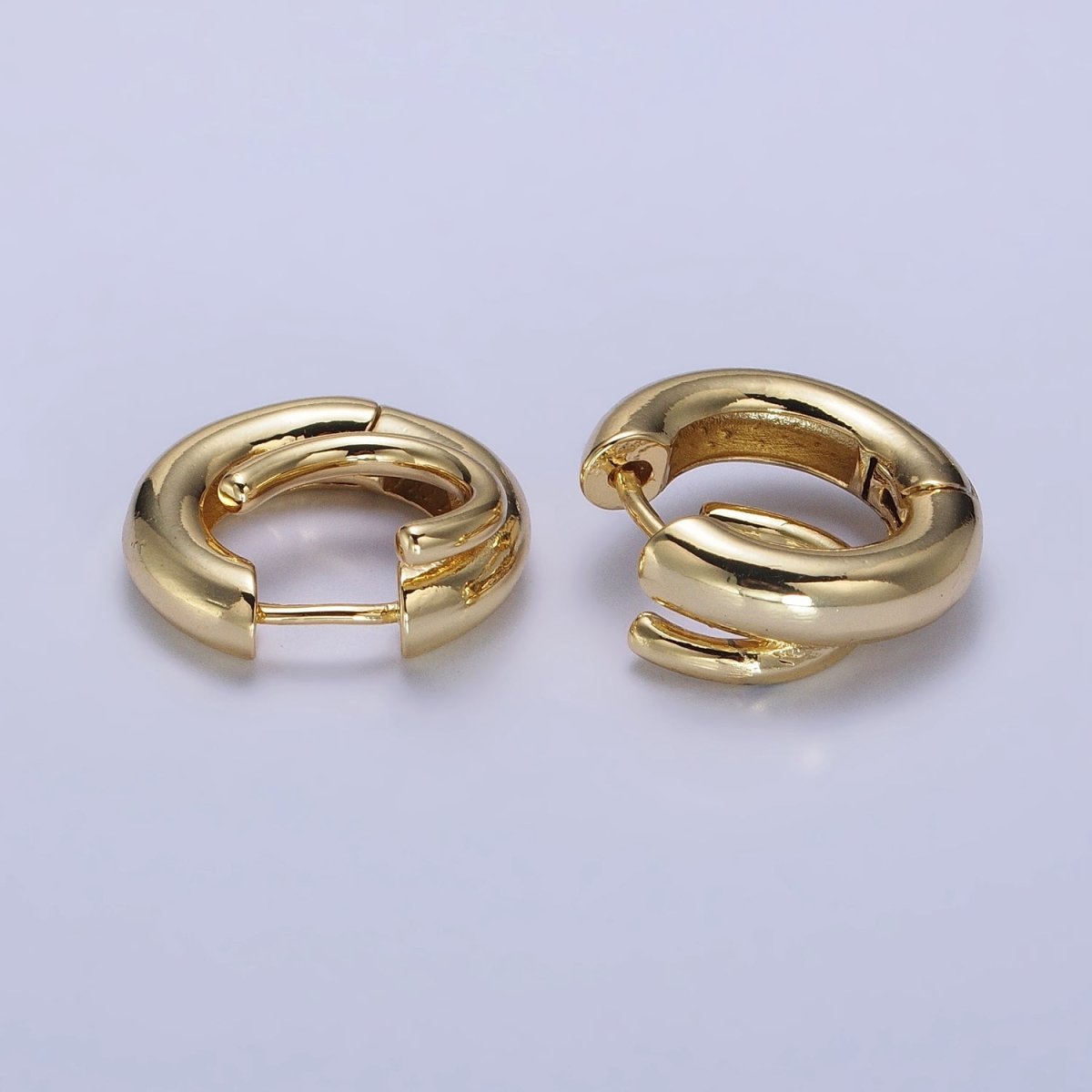 24K Gold plated 20mm Double Band Spiral Geometric Huggie Earrings in Gold & Silver | AB530 AB531