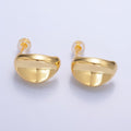 24K Gold plated 20mm Edged Dome C - Shaped Hoop Earrings in Gold & Silver | AB796 AB797 