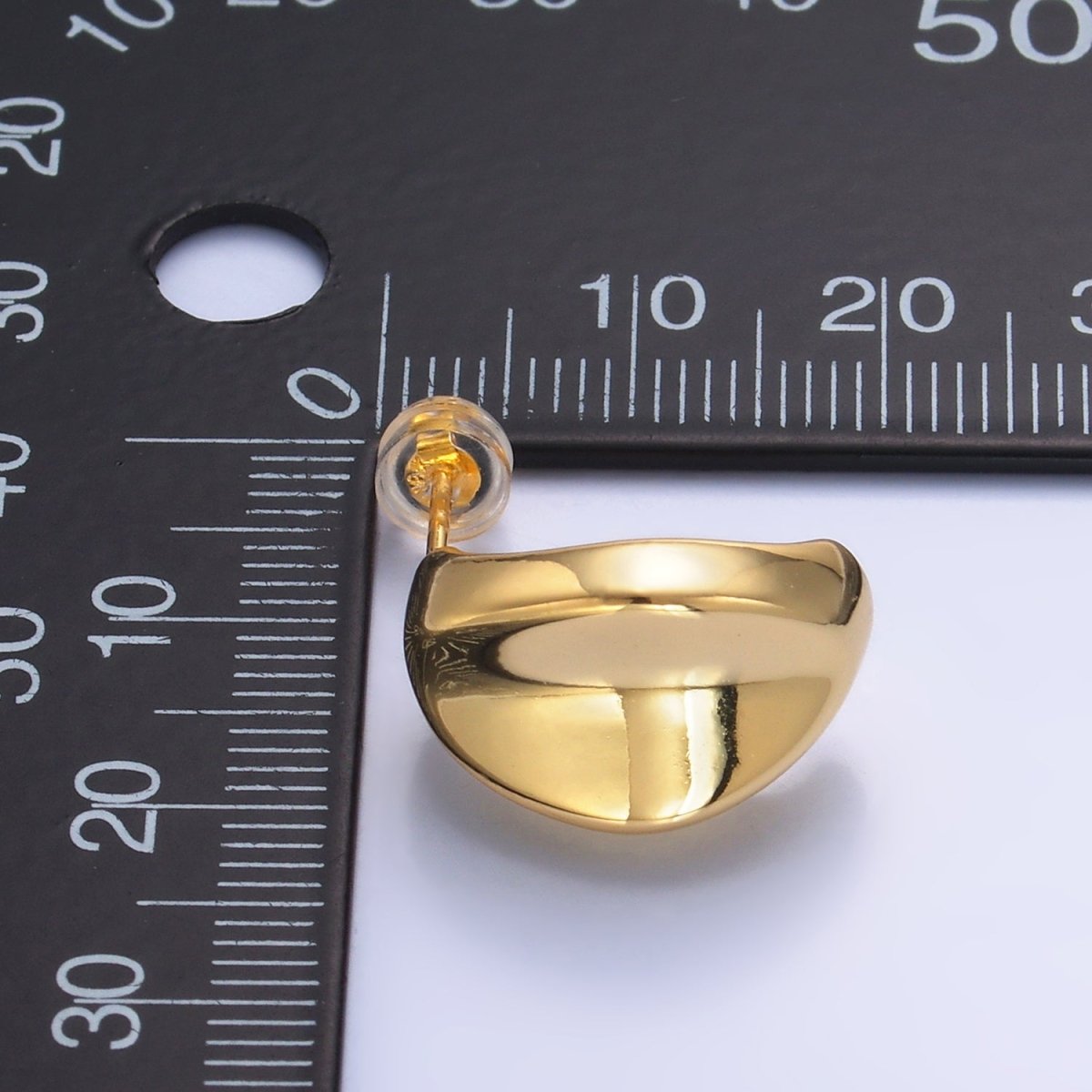 24K Gold plated 20mm Edged Dome C - Shaped Hoop Earrings in Gold & Silver | AB796 AB797 