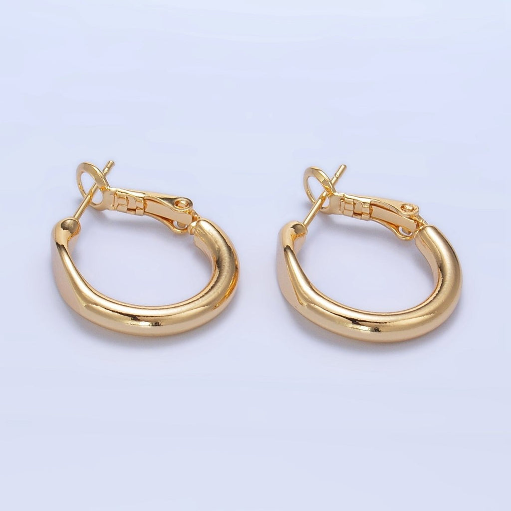 24K Gold plated 20mm Flat Edged Minimalist Hinge Hoop Earrings | P232 - DLUXCA