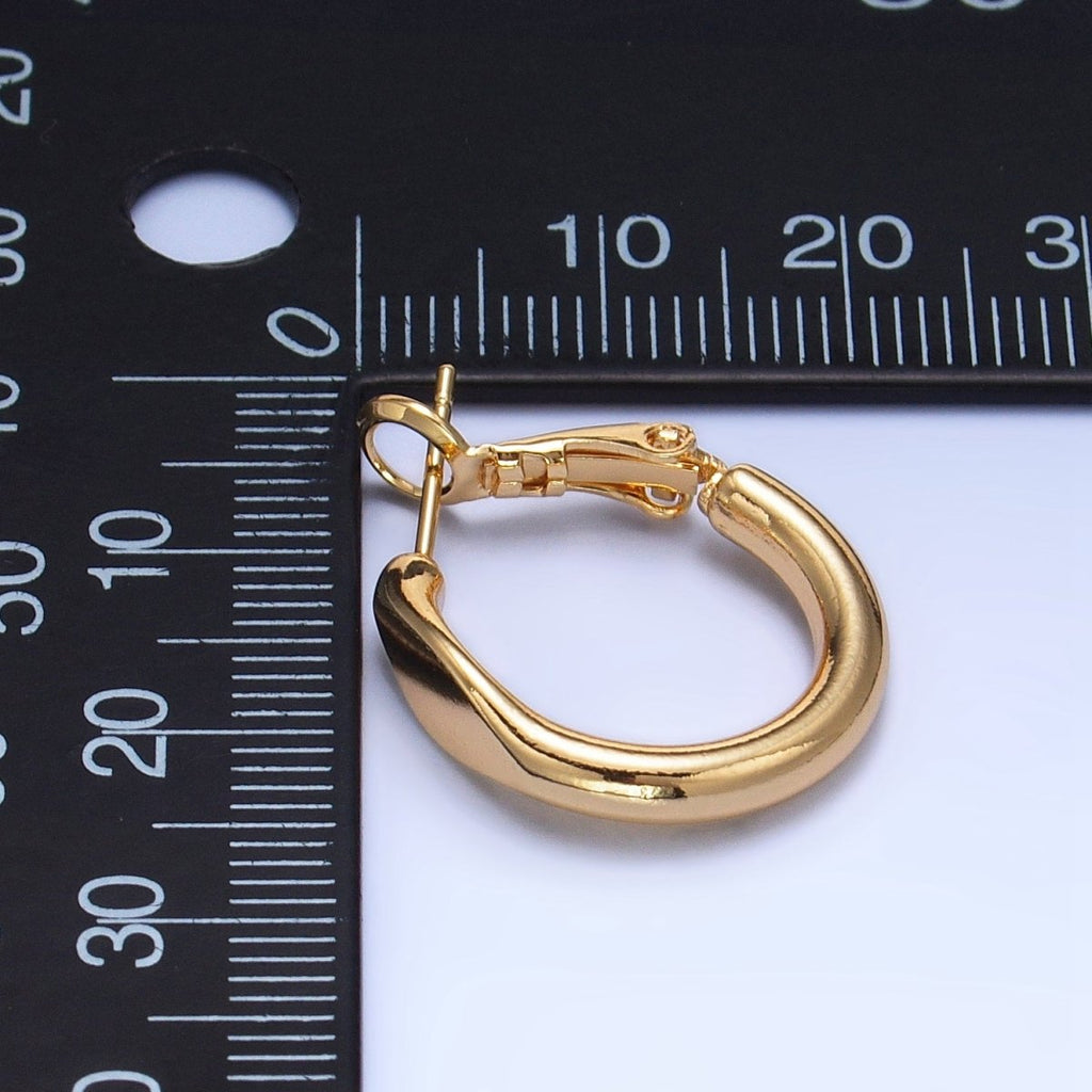 24K Gold plated 20mm Flat Edged Minimalist Hinge Hoop Earrings | P232 - DLUXCA