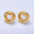 24K Gold plated 20mm Geometric Circular Knot Stud Earrings in Gold & Silver | AB706 AB707 