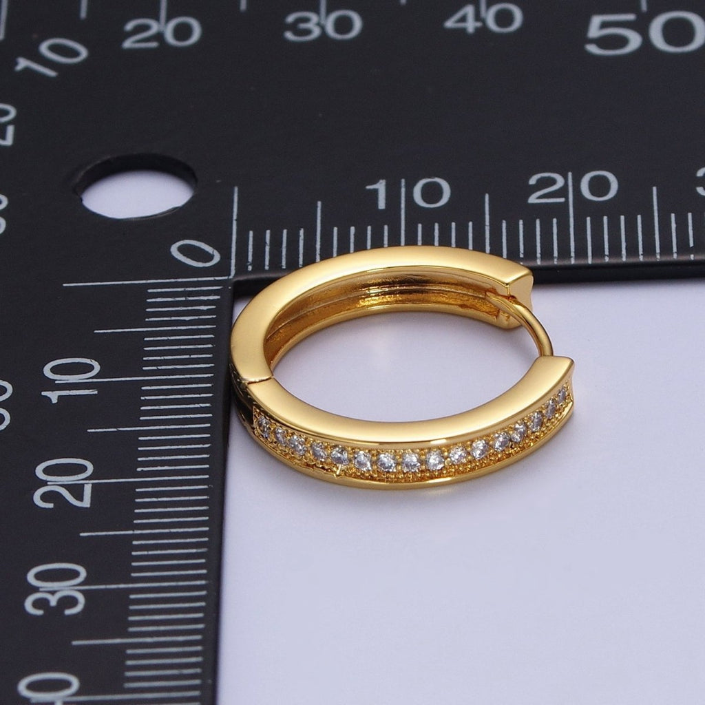 24K Gold plated 20mm Micro Paved Cubic Zirconia Huggie Hoop Earrings | X-911 - DLUXCA