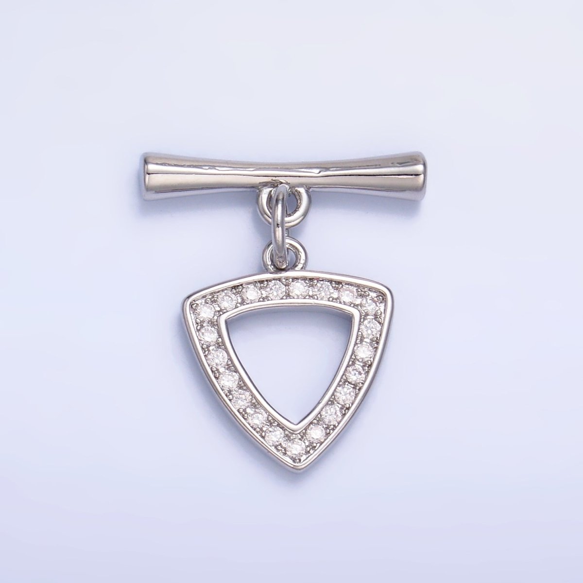24K Gold plated 20mm Micro Paved CZ Triangle Toggle Clasps Closure Findings in Gold & Silver | Z1033 - DLUXCA