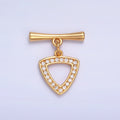 24K Gold plated 20mm Micro Paved CZ Triangle Toggle Clasps Closure Findings in Gold & Silver | Z1033 - DLUXCA