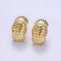 24K Gold plated 20mm Minimalist Croissant Band J - Shaped Hoop Earrings | Q144 - DLUXCA