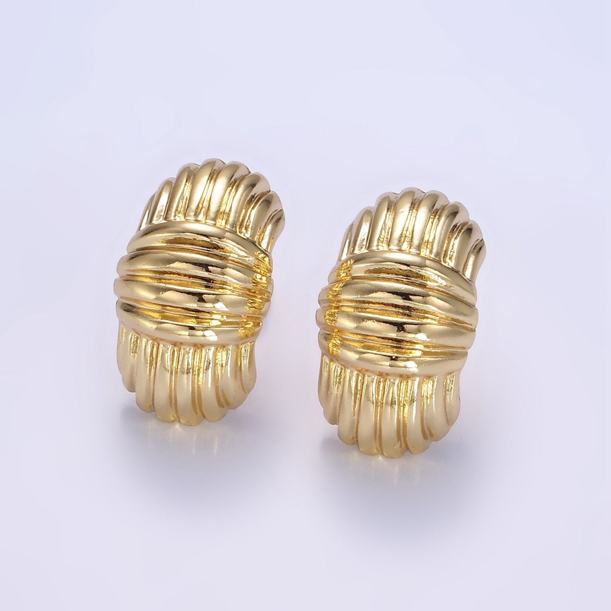 24K Gold plated 20mm Minimalist Croissant Band J - Shaped Hoop Earrings | Q144 - DLUXCA