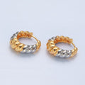 24K Gold plated 20mm Mixed Metal Croissant Minimalist Huggie Earrings | P212 - DLUXCA